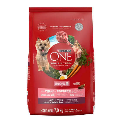Purina One Adulto Raza Minis y Pequeños Sabor Pollo y Cordero 7Kg