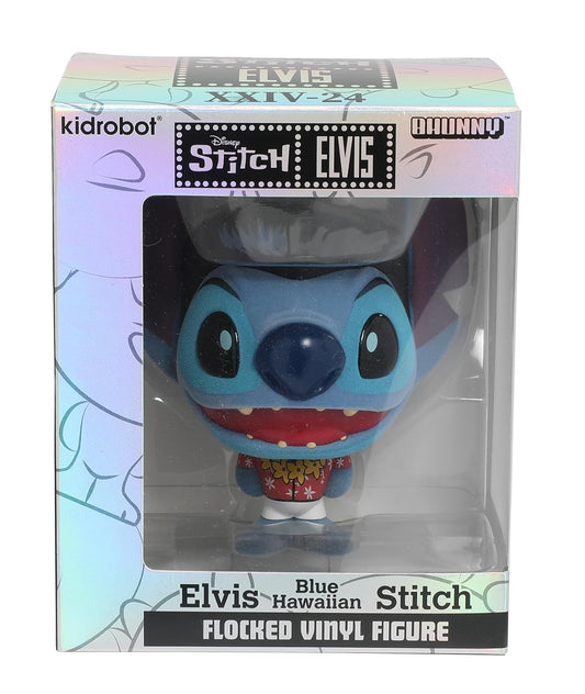 Kidrobot Colección Disney: Lilo and Stitch Blue Hawaiian Elvis Stitch Flocado 10 cm Bhunny Stylized PVC Figura