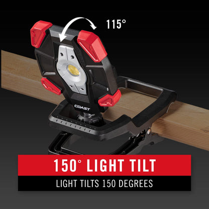 Coast CL40R 3900 lúmenes recargable de doble potencia giratoria LED de aluminio con haz de inundación gran angular, negro/rojo