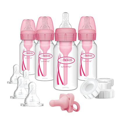 Dr. Brown's Options Set de Biberones Anticólico Flujo Lento, 4 Oz - Set de alimentación de pecho a biberón, rosa
