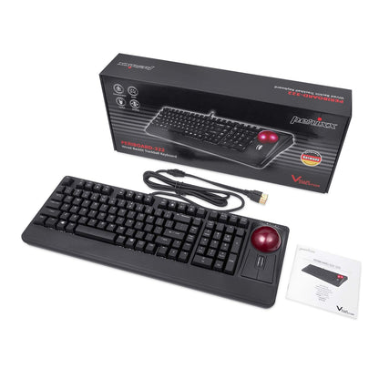 Perixx Periboard-322 Teclado mecánico con Cable con 2 hubs, Trackball Grande de 2.17 Pulgadas, diseño retroiluminado RGB, diseño de inglés Estadounidense (PB-322BUS-11577)