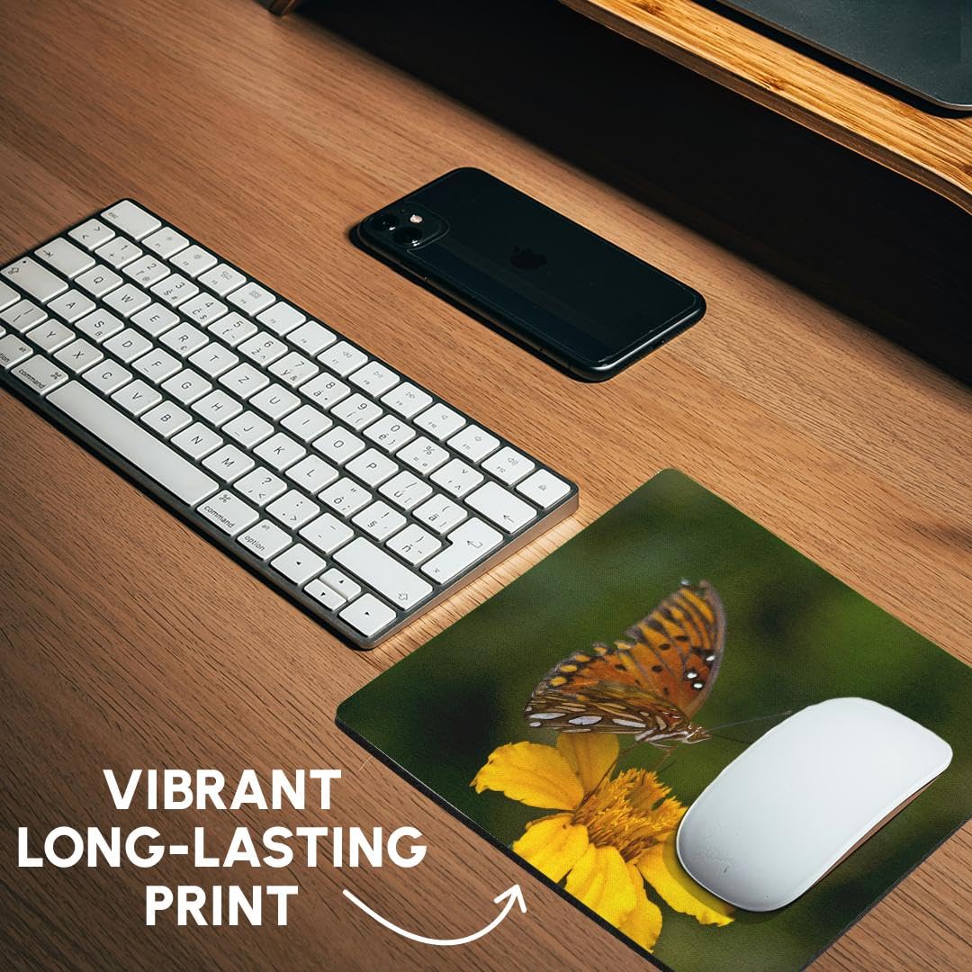 3dRose 8 x 8 x 0.25 Inches Butterfly Kissing the Morning Flowers I Pattern Mouse Pad (mp_49726_1)
