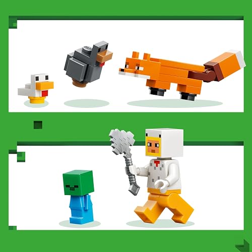 LEGO Minecraft La Granja de Gallinas – Juguete de Construcción para Niñas y Niños Mayores de 7 Años – Set Minecraft con Figuras de Animales y Gallinero – Idea de Regalo – 21585