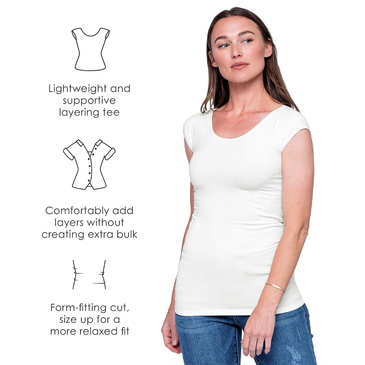 Downeast Playera Wonder tee Camiseta para Mujer