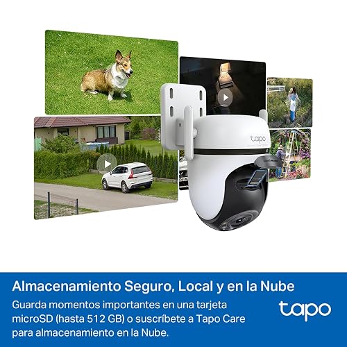 TP-Link Tapo C520WS Cámara de Seguridad WiFi Exterior - Resolución 2K - Cobertura 360° - Visión Nocturna a Color - Detección de Movimiento - Alarma de Luz y Sonido - 512GB - App Tapo - Protección IP66