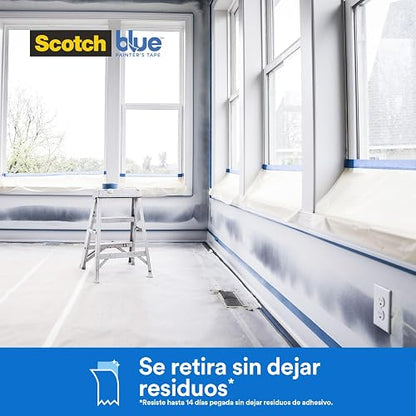 SCOTCH BLUE 3M Masking Tape Azul para Pintores 1 rollo de 48mm x 54.8m | Ideal para pintura, Evita filtraciones, Adherencia profesional, Se retira sin dejar residuos, No maltrata la superficie