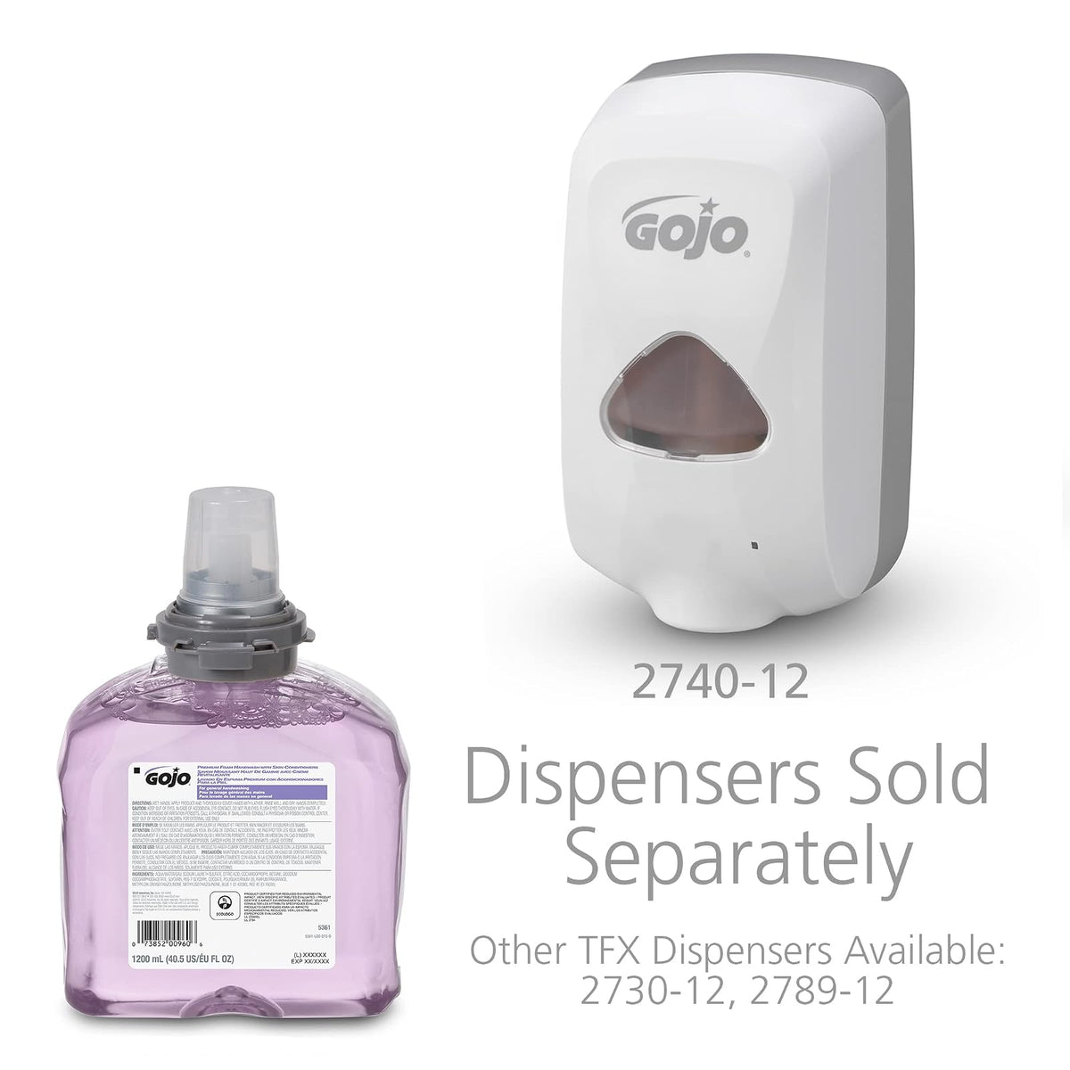 GOJO 536102 TFX Luxury Foam Hand Wash, Fresh Scent, Dispenser, 1200mL, 2/Carton