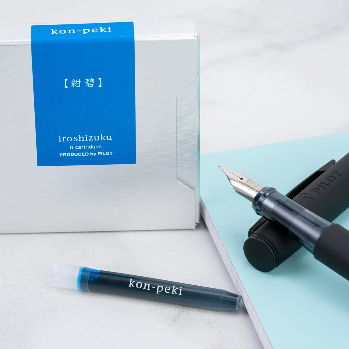PILOT IROSHIZUKU, Kon-peki (azul turquesa), Caja con 6 cartuchos de tinta para pluma fuente