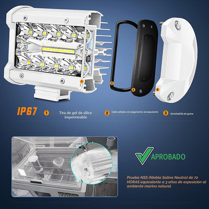 Nilight Marine - Juego de luces LED de navegación, 2 unidades de 4 pulgadas con puntos blancos de inundación, iluminación de muelle para cubierta de barco de Ponton, para pesca nocturna, puerto de