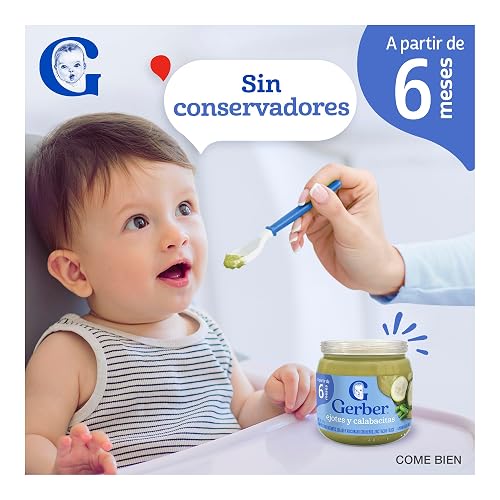 Gerber Papilla Etapa 2, A Partir de 6 Meses, Adicionado con Hierro y Zinc, Ejotes y Calabazas, Paquete de 12 Frascos de 113 g c/u