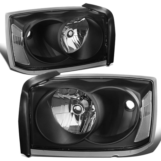 DNA Motoring HL-OH-DDAK05-BK-CL1 Par de Faros Delanteros Halógenos Negros Transparentes para Dodge Dakota 05-07, Izquierdo y Derecho