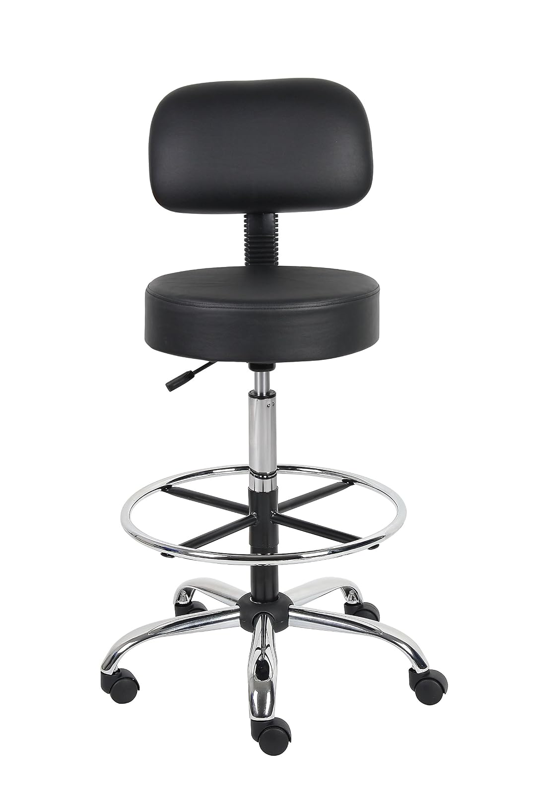 Boss B16245-BK Caressoft Medical/Drafting Stool with Back Cushion