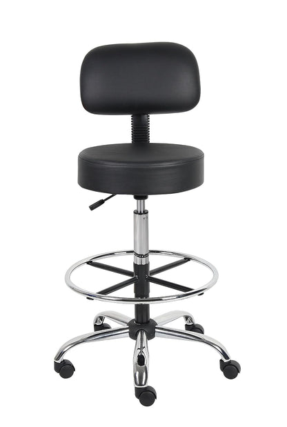 Boss B16245-BK Caressoft Medical/Drafting Stool with Back Cushion
