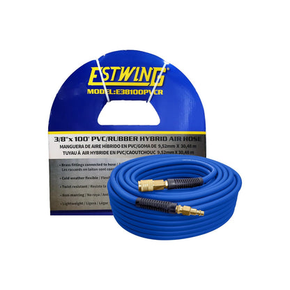 Estwing Manguera de Aire Híbrida PVC/Goma con Accesorios de Latón - 3 - 8” x 100’ - Manguera de aire