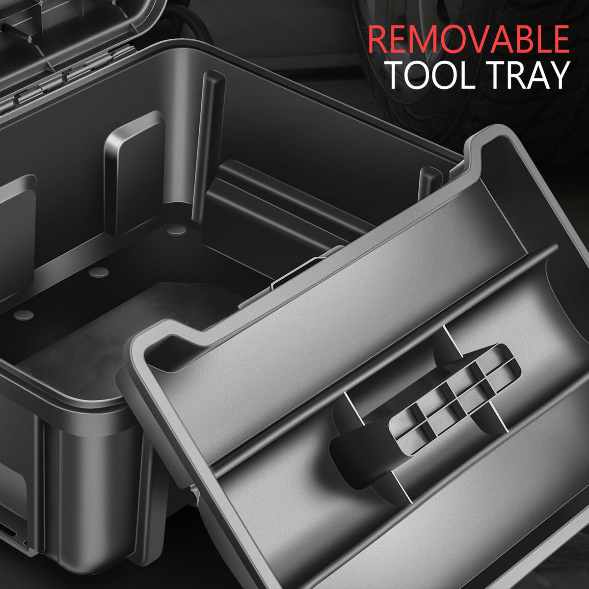 DNA Motoring Juego de 2 Cajas de Herramientas - Caja de Herramientas portátil con Organizador y Cerradura y Bandeja extraíble para Taller, Garaje y hogar, Gran Capacidad, TOOLS-00310