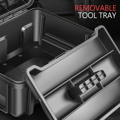 DNA Motoring Juego de 2 Cajas de Herramientas - Caja de Herramientas portátil con Organizador y Cerradura y Bandeja extraíble para Taller, Garaje y hogar, Gran Capacidad, TOOLS-00310