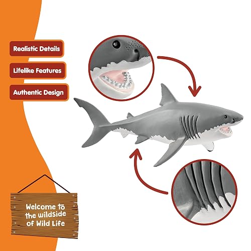 Schleich 14809 Tiburón, Original Color, | Figuras de animales fieles a los detalles, juguete zoológico, gran regalo para niños y niñas, decoración para cumpleaños