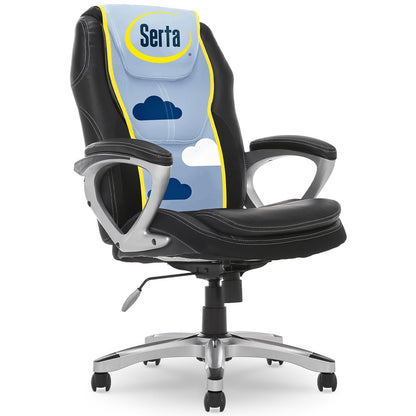 Serta 43673 Silla ejecutiva de cuero sintético, Negro