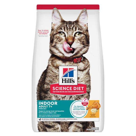 Hill's Science Diet Indoor Croquetas para Gato Senior Sabor Pollo 3.2Kg | Croquetas Hill's para gato, pollo real, vitalidad senior, salud de órganos vitales, energía diaria