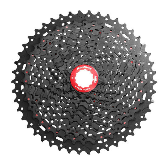 SUNRACE Cassette de Piñones MTB CSMX8 11P 11/50D Aluminio Negro Cajita CSMX8.EA5R.0S1.BXB