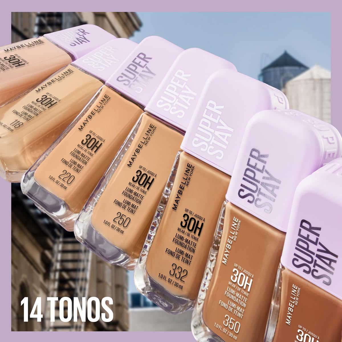 Maybelline Super Stay Lumi Matte Base de Maquillaje Líquida, Alta Cobertura con Acabado Mate Luminoso, Tecnología Lightwear 30H de Duración, Tono 128, 30 ml