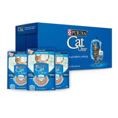 Purina Cat Chow Alimento Húmedo para Gato Adulto, Paquete de 24 - Pescado - Alimento