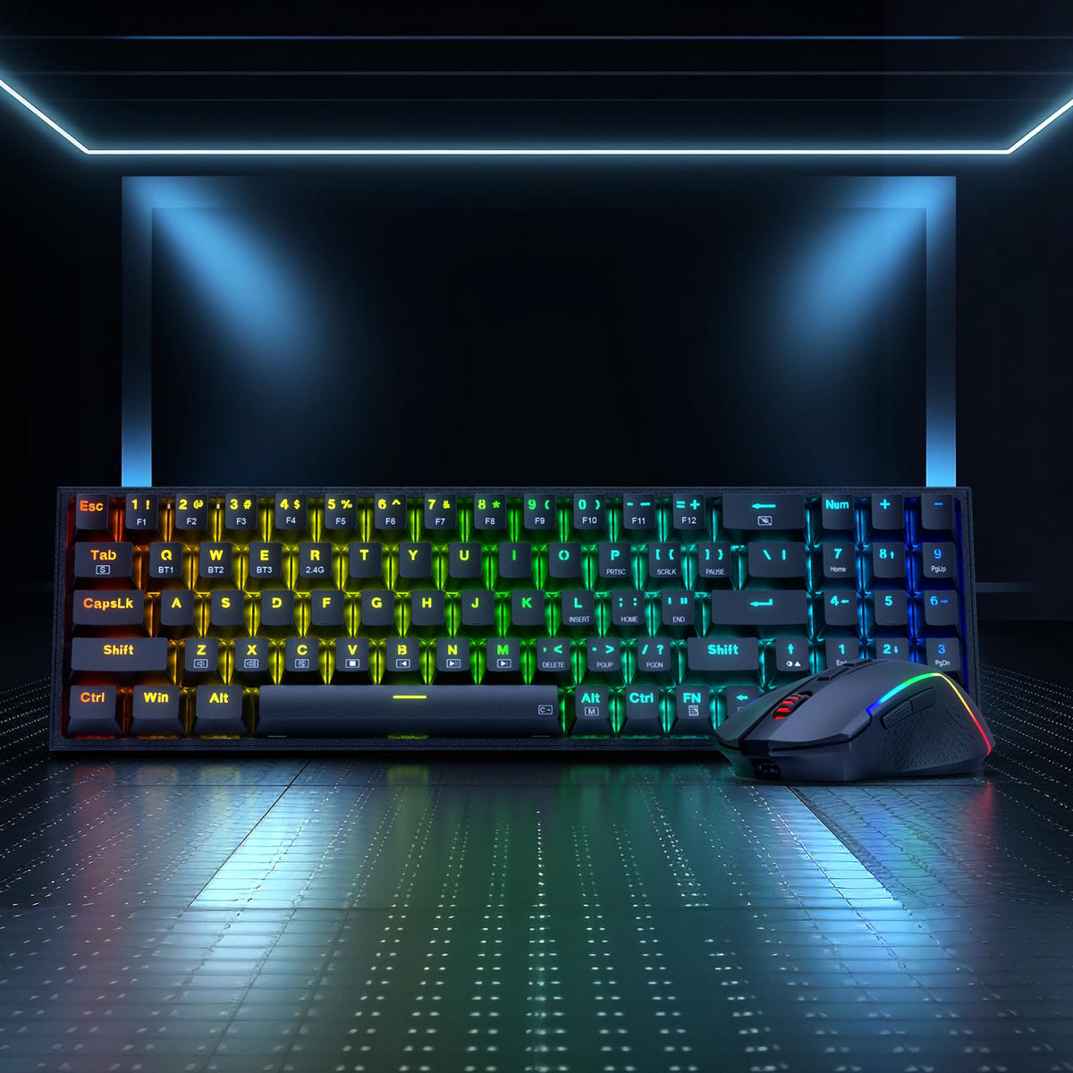 Redragon Combo Gamer S136 Teclado + Mouse Inglés Inalámbrico