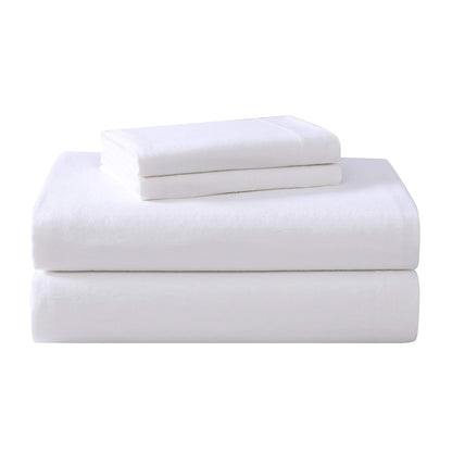 Laura Ashley Juego de Sábanas de Franela 100% Algodón - Individual - Blanco verdadero