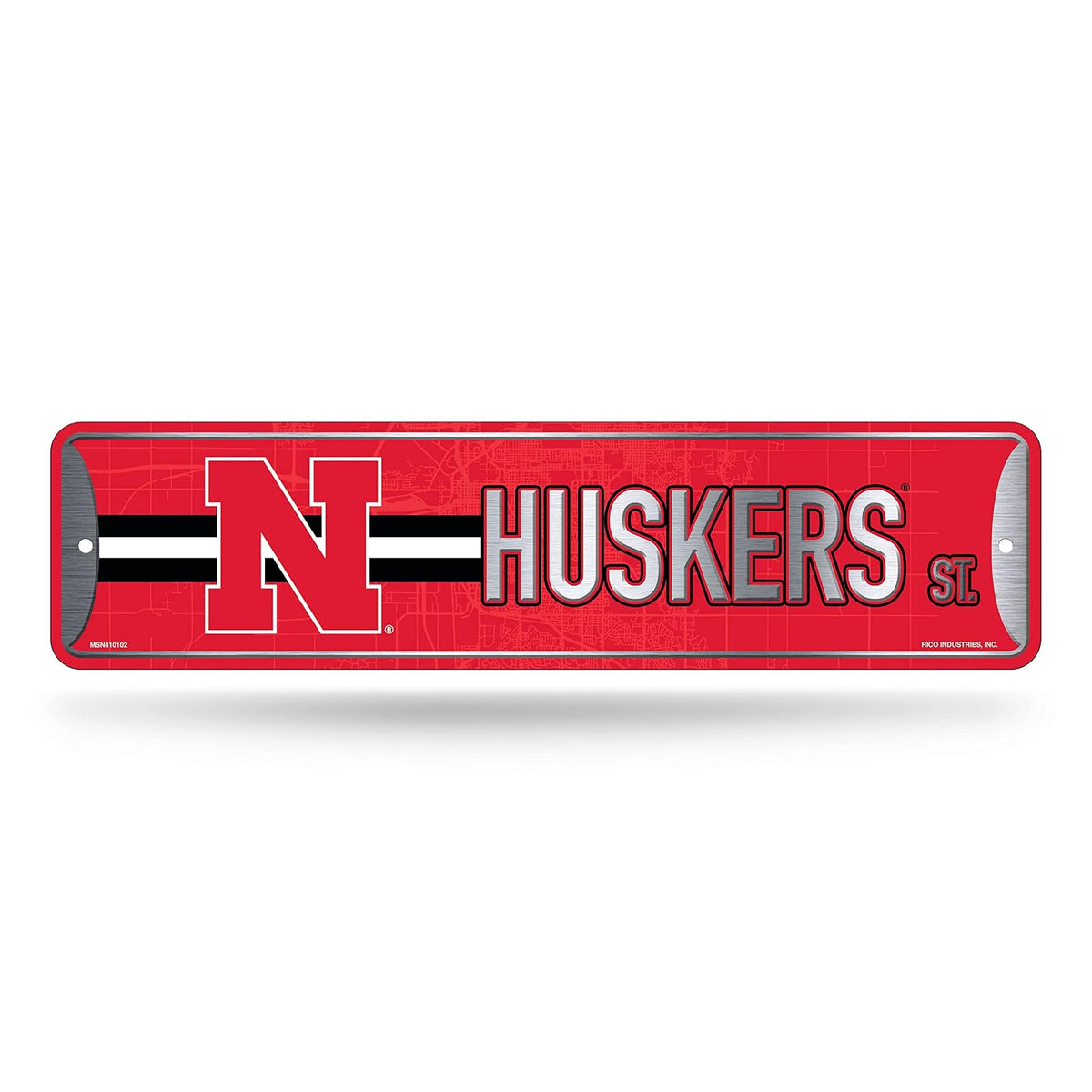 Rico Industries NCAA Nebraska Cornhuskers - Letrero de metal para calle, 4 x 15 pulgadas, decoración del hogar, dormitorio, oficina, cueva de hombre