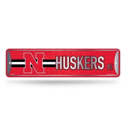 Rico Industries NCAA Nebraska Cornhuskers - Letrero de metal para calle, 4 x 15 pulgadas, decoración del hogar, dormitorio, oficina, cueva de hombre