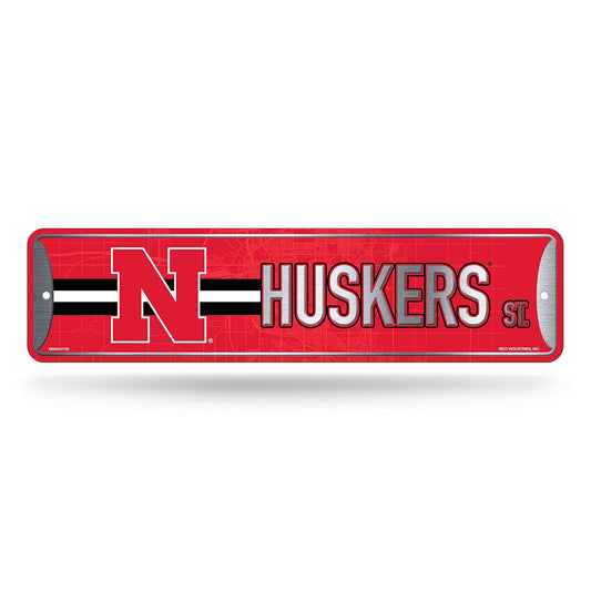 Rico Industries NCAA Nebraska Cornhuskers - Letrero de metal para calle, 4 x 15 pulgadas, decoración del hogar, dormitorio, oficina, cueva de hombre