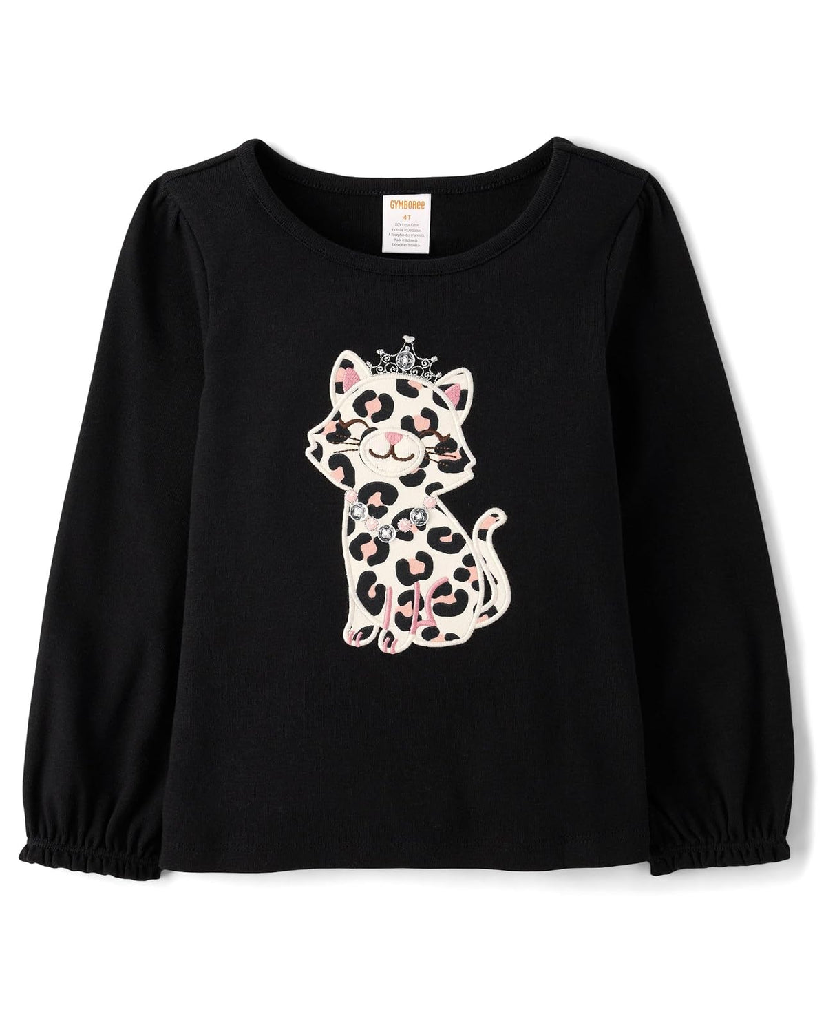 Gymboree Playera de Manga Larga con Estampado de Leopardo para Niña - 4T - Gatito leopardo negro