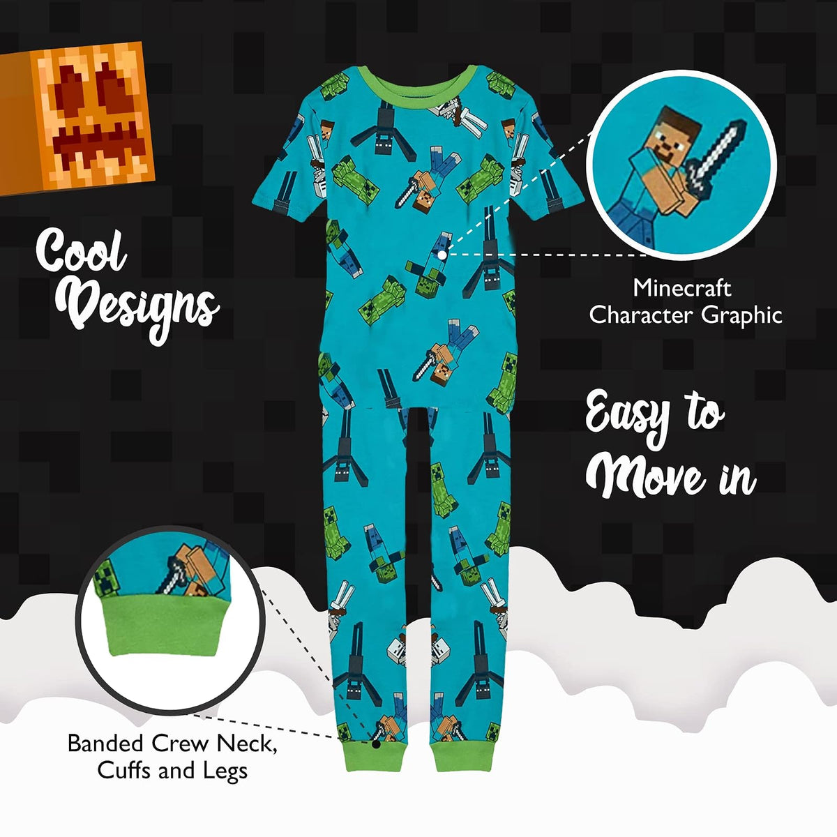 Minecraft - Conjunto de Pijama de algodón de 6 Piezas para niño, Suave y Lindo para niños