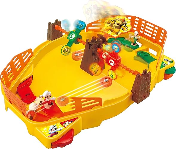 EPOCH Super Mario Fireball Stadium - Juego de acción de Mesa para 2 Jugadores para Mayores de 5 años - Incluye Bowser's Tower, Objetivos de Doble Cara y Cifras de acción coleccionables Mario & Luigi