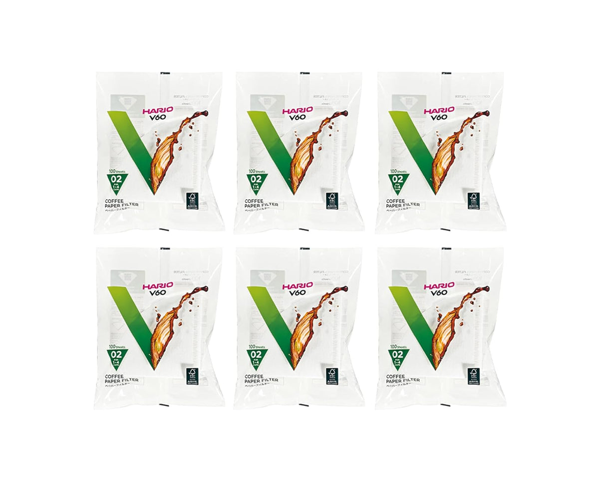 Hario Filtros de Papel V60 Tamaño 02, Paquete de 300 - 100 Count (Pack of 6)