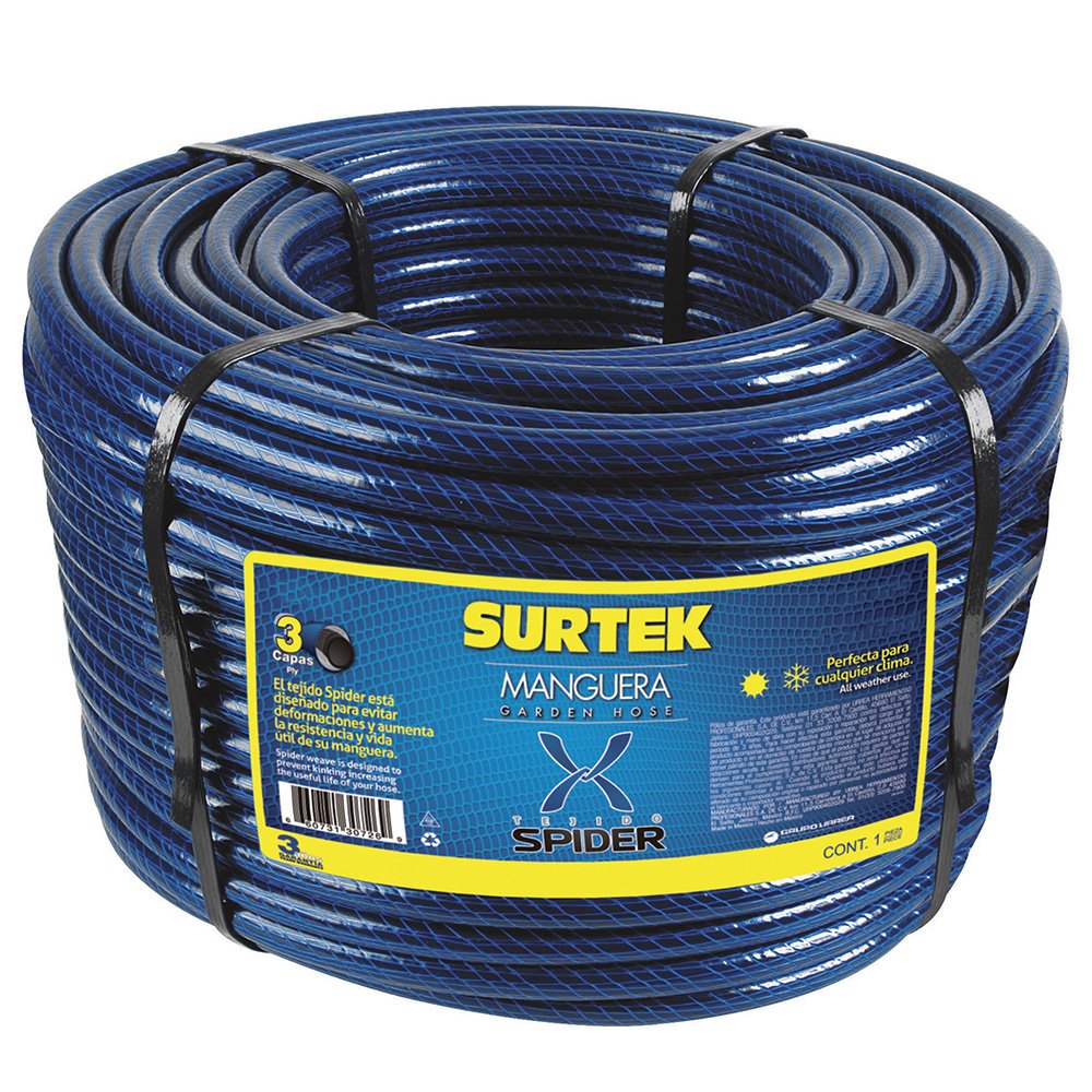 Surtek Manguera Spider 5/8" 100m, Caucho, Azul, 100m, 17.121kg, 1 U
