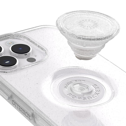 Otterbox Estuche Transparente Otter + Pop Symmetry Series - Stardust Pop (), Popgrip Integrado, Delgado, Apto para Bolsillo, Bordes Elevados Protegen La Cámara Y La Pantalla Transparente/Purpurina