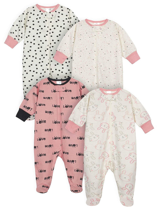 Onesies Brand baby-girls 4-pack Sleep 'N Play Footies Multi Pack