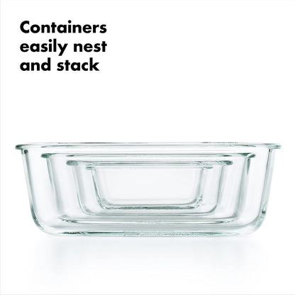 OXO Good Grips 16 Piece Glass Smart Seal Everyday Container Set | Recipiente de almacenamiento de alimentos con tapa, ideal para preparación de comidas y sobras, apto para congelador a horno