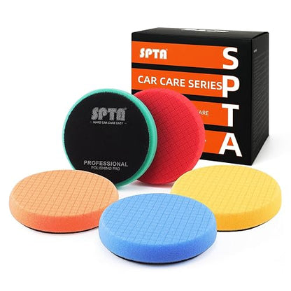almohadillas para orejas de pulido SPTA, 5 piezas de cara de 6.5 pulgadas para placa de respaldo de 6 pulgadas, 150 mm, almohadillas para orejas de esponja de pulido compuesto, kit de almohadillas para orejas de pulido para pulidor de automóvil compuesto, pul