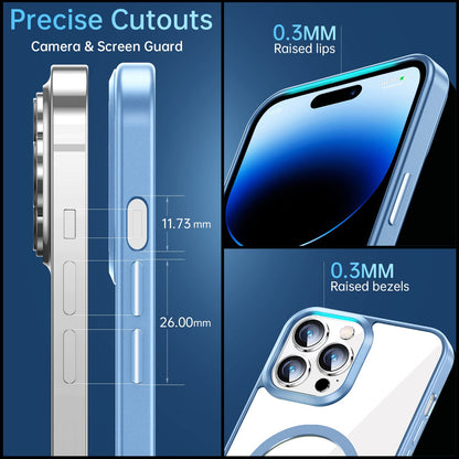 JUESHITUO Magnetic Slim Clear Case para iPhone 14 Pro [no Amarillento] [Protección de Grado Militar] [No.1 imanes Fuertes] Compatible con iPhone 14 Pro Caso Protectora 2022, Sierra Blue