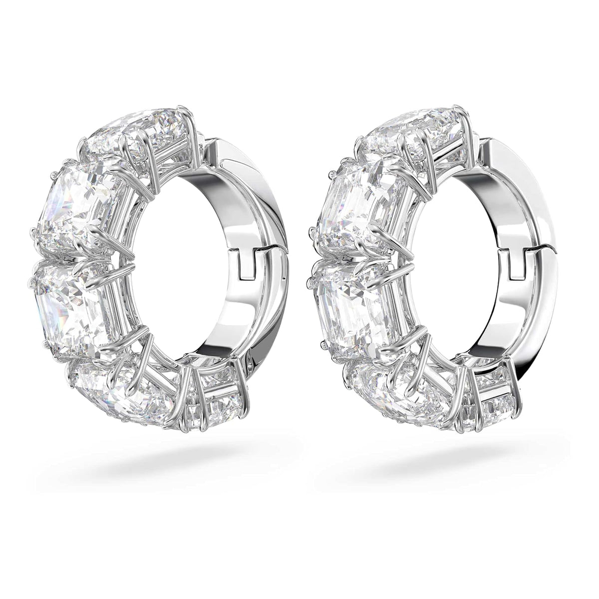 Swarovski Aretes de clip Millenia, Talla cuadrada, Blancos, Baño de rodio
