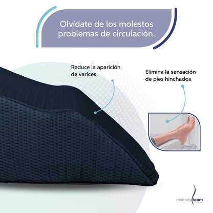 Memory Foam | Cojín Descansa Piernas - Disminuye Varices y Pies Hinchados - Blanco - Medidas 63 x 45 x 30 cm - Hecha