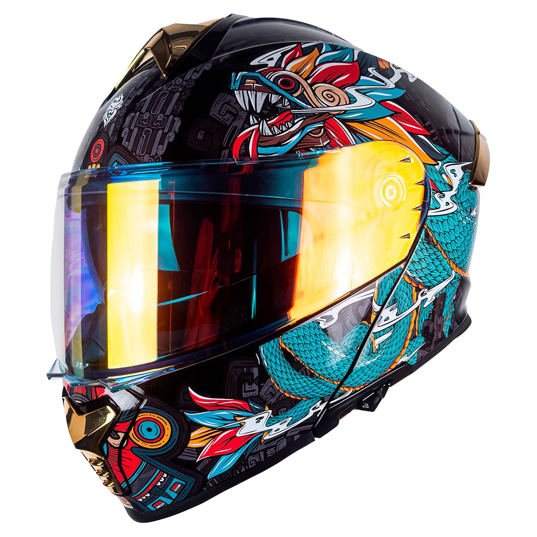 KOV Casco Thunder Quetzalcoatl Verde Abatible Dot Talla L