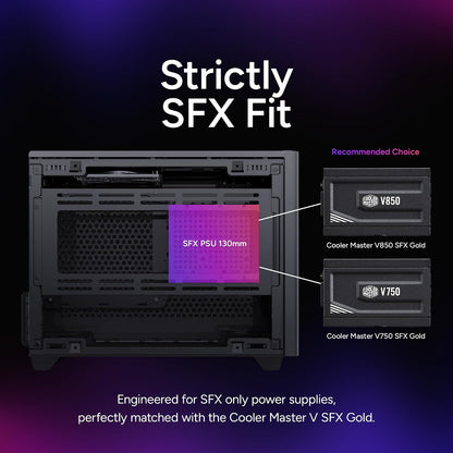 Cooler Master NR200 SFF - Caja Mini-ITX con Panel ventilado, GPU de Triple Ranura, sin Herramientas y accesibilidad de 360 Grados, sin Elevador PCI