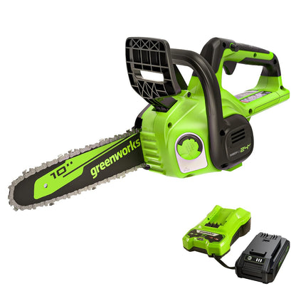 Motosierra de 10" CS24B210 Premium Greenworks de 24 V, incluye cargador y batería