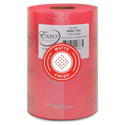 Expo International - tul decorativo mate, 6 pulgadas x 100 yardas, color coral