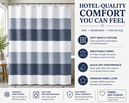 Dainty Home OMBRE WAFFLE SHOWER CURTAIN 70x72 Navy