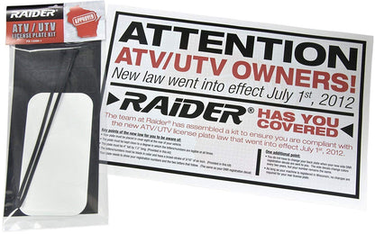Raider FS-12000 ATV/UTV Kit de matrícula con números y Letras incluidos, White Plate with Black Letters/Numbers