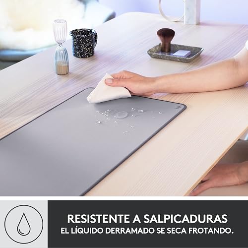Logitech Mouse Pad Studio Series XL, Multifunción, Mouse Pad Extendido, Protector de Escritorio de Oficina, Base Antideslizante, Resiste a Salpicaduras - Gris